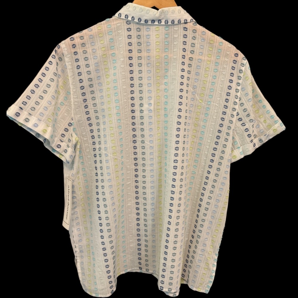 NWT Alfred Dunner Short Sleeve Button Up Shirt Polka Dot Sz M Grandmacore Breezy - Picture 5 of 7